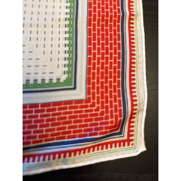 Vintage Acetate Square With Geometric Pattern In Red Green & Blue Trim - Picture 2 of 4